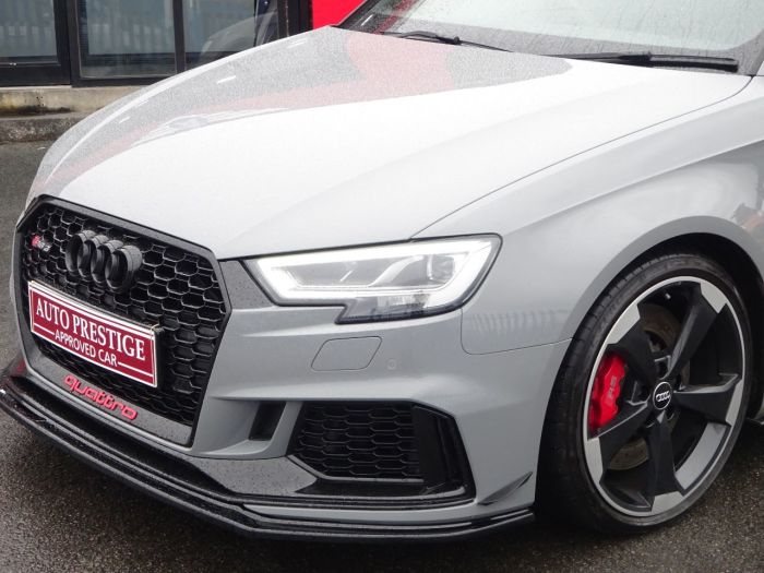 Audi RS3 2.5 Quattro 5dr S Tronic NARDO GREY HUGH SPEC PAN ROOF RED STITCHED BUCKET LEATHER SPORTS EXHAUSTS Hatchback Petrol Grey