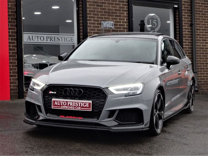 Audi RS3 2.5 Quattro 5dr S Tronic NARDO GREY HUGH SPEC PAN ROOF RED STITCHED BUCKET LEATHER SPORTS EXHAUSTS Hatchback Petrol Grey