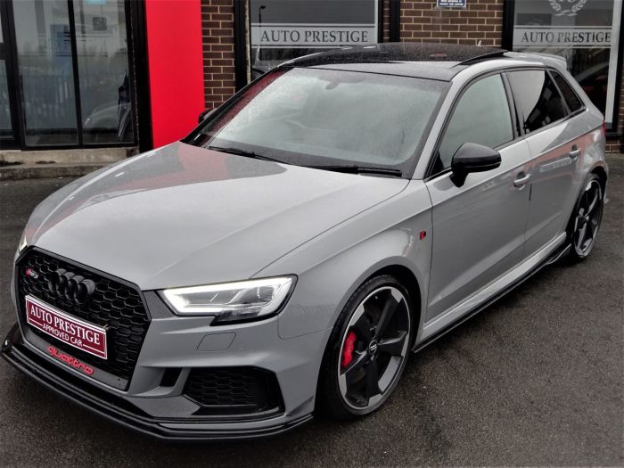 Audi RS3 2.5 Quattro 5dr S Tronic NARDO GREY HUGH SPEC PAN ROOF RED STITCHED BUCKET LEATHER SPORTS EXHAUSTS Hatchback Petrol Grey