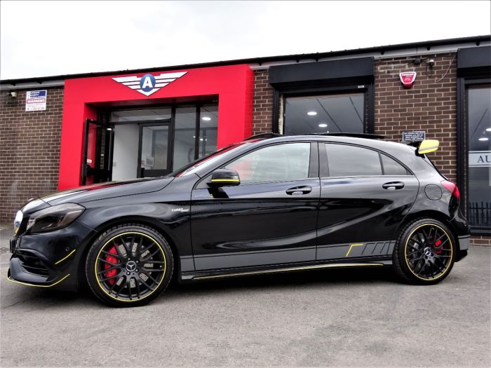 Mercedes-Benz AMG 2.0 A45 4Matic Premium 5dr Auto BLACK BRAND NEW DRY STORED VATQ YELLOW NIGHT EDITION SPEC 67 Hatchback Petrol Black