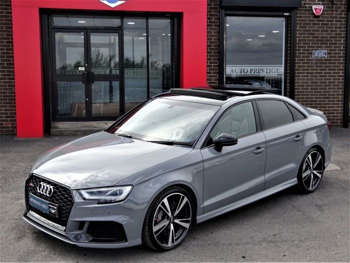 Audi RS3 2.5 TFSI Quattro S Tronic SALOON MASSIVE SPEC NARDO GREY 67 DESIGN PACK CERAMIC BRAKES Saloon Petrol Grey