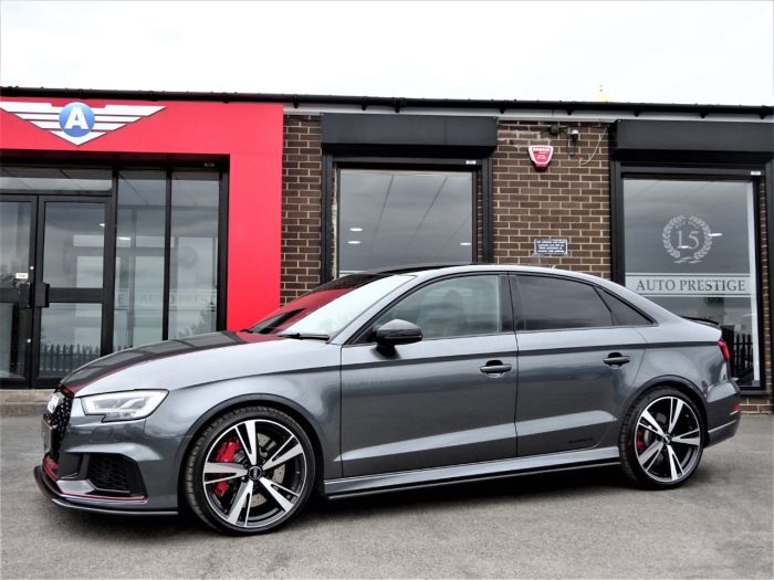 Audi RS3 2.5 TFSI RS 3 Quattro 4dr S Tronic WITH EXTRAS 68 REG AS NEW LOW MILEAGE CARBON AERO PACK Saloon Petrol Daytona Grey Pearl Effect