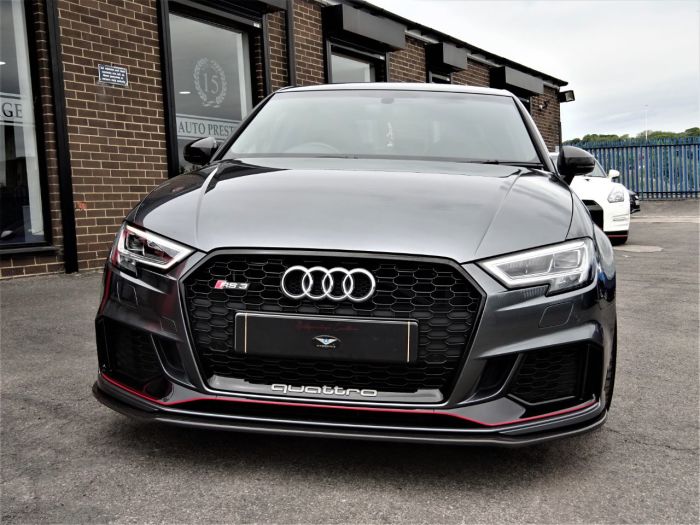Audi RS3 2.5 TFSI RS 3 Quattro 4dr S Tronic WITH EXTRAS 68 REG AS NEW LOW MILEAGE CARBON AERO PACK Saloon Petrol Daytona Grey Pearl Effect