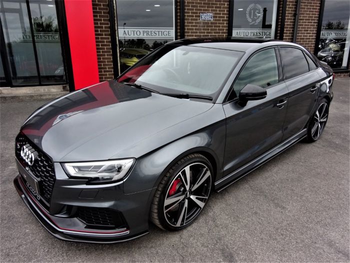 Audi RS3 2.5 TFSI RS 3 Quattro 4dr S Tronic WITH EXTRAS 68 REG AS NEW LOW MILEAGE CARBON AERO PACK Saloon Petrol Daytona Grey Pearl Effect